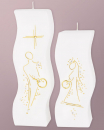 2 Hochzeitskerzen Braut & Bräutigam gold in Wellen