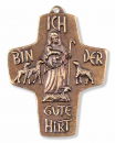 Kommunionkreuz 7,5 x 9,5 cm Guter Hirte, Bronze