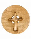 Bronzeplakette Kreuz in Scheibe 7,5 cm Ø