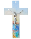 Wandkreuz 34 x 22 cm aus Glas "Himmel & Erde"