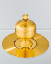 Ölgefäß Gravur CHR, vergoldet, 11 cm hoch