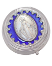 Rosenkranz Dose Madonna 4,6 cm Ø blauer Email