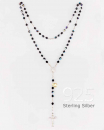 Rosenkranz 925er Silber Swarovski-Kristall schwarz