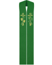 Priesterstola gestickt Kreuz,  Trauben und Ähren, grün