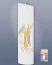 Taufkerze Engel Gold Flügel silber Oval 240m
