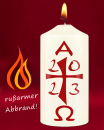 Tischkerze Ostern 120 x 60 mm klassich A+O rot