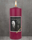 Gedenkkerze 200x70 Abziehbild Feder - brombeer