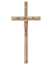 Holzkreuz mit Korpus, 10 x 22 cm silberfarbiges Dekor